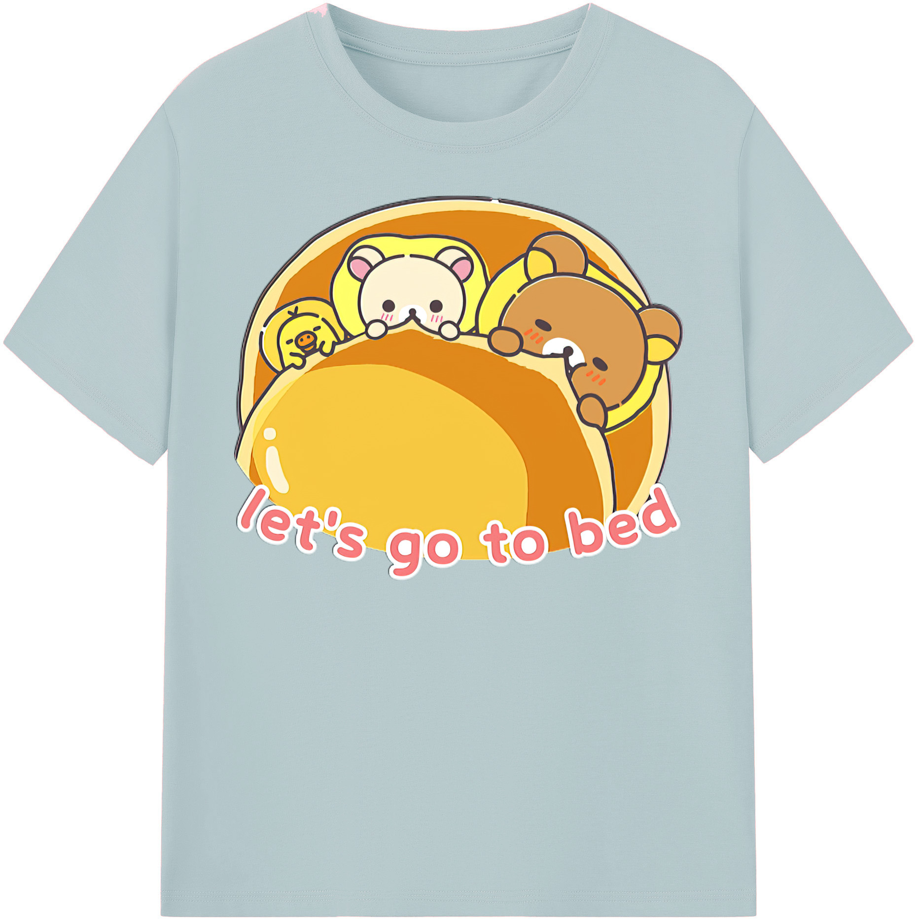 （画像用） リラックマ リラックマ キイロイトリ Rilakkuma Korilakkuma Kiiroitori 綿100％半袖Tシャツ（フロントプリント）